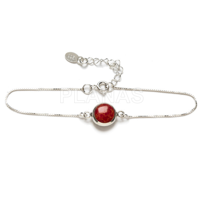 Pulseira reversível em prata de lei e madrepérola.