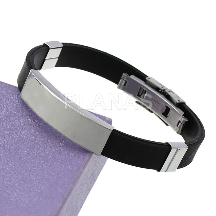 Rubber and stainless steel bracelet.