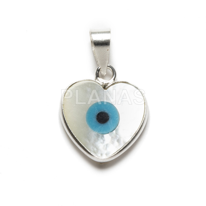 Pendants in sterling silver and mother of pearl. turkish eye.