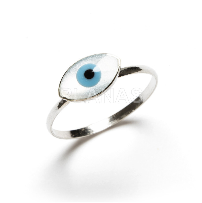 Ring in sterling silver and mother of pearl. turkish eye.