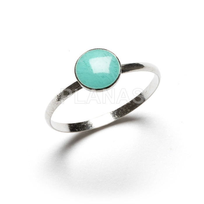 Ring in sterling silver and turquoise enamel. circle.