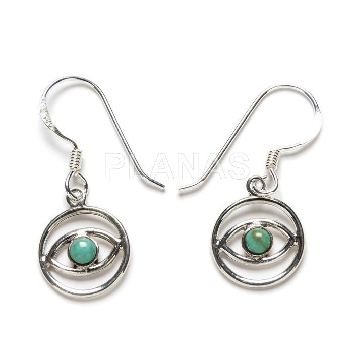 Sterling silver and turquoise earrings. eye.