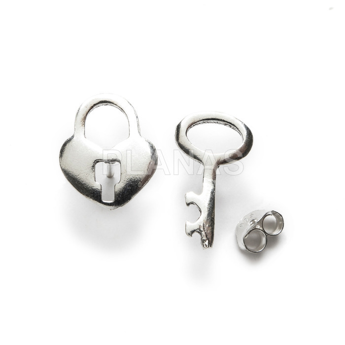 Pendientes en Plata de ley.LLAVE Y CANDADO.