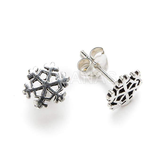 Sterling silver earrings. snowflake.