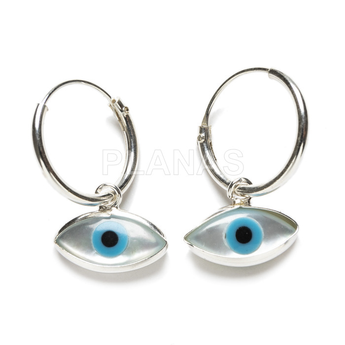 Sterling silver and nacre earrings. turkish eye.