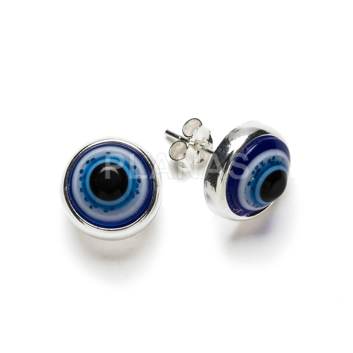 Sterling silver and enamel earrings. eye.