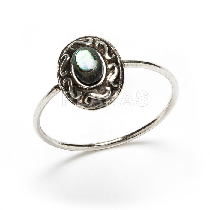Sterling silver and abalone ring.
