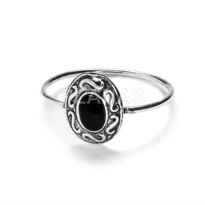 Ring in sterling silver and black enamel.