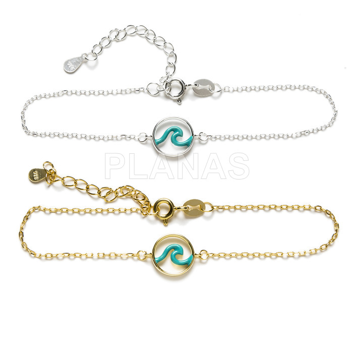 Bracelet in sterling silver and turquoise enamel. ola.