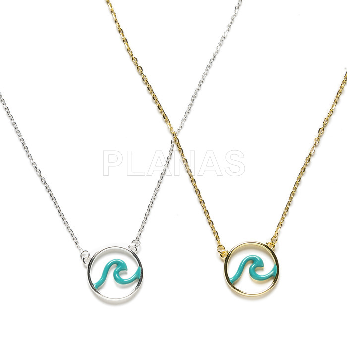 Necklace in sterling silver with turquoise enamel. ola.