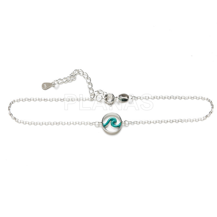 Anklet in sterling silver and turquoise enamel. ola.