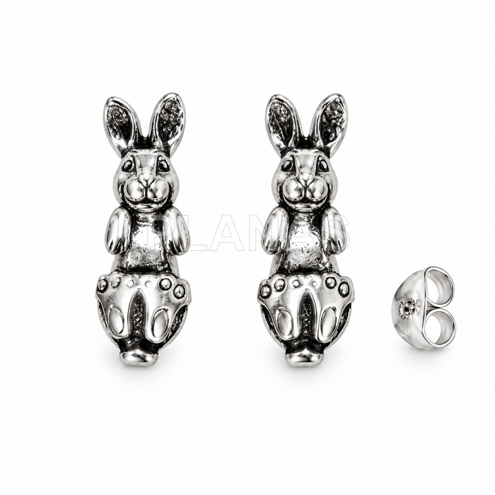 Pendientes Conejito Articulado en Plata de Ley.