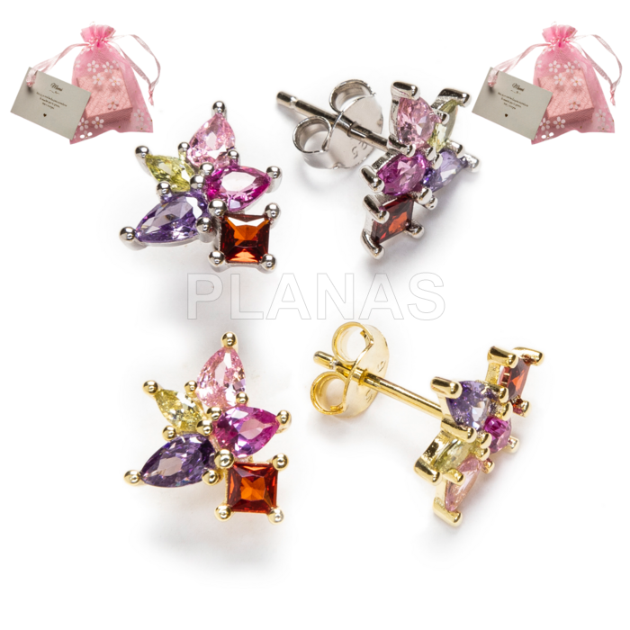 Pendientes en Plata de ley y Circonitas. 