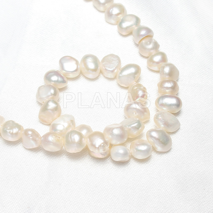 String of irregular cultured pearls.