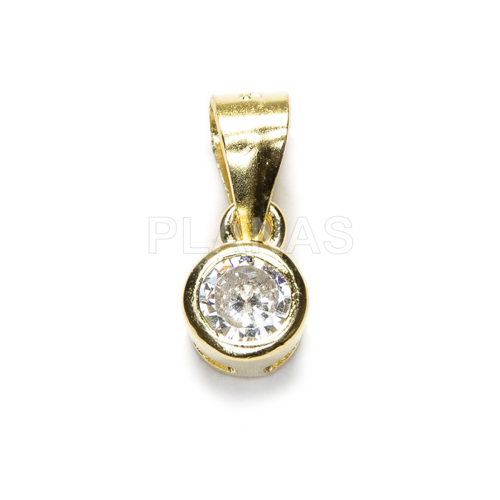 Sterling silver and gold plated pendant with 4mm zirconia.