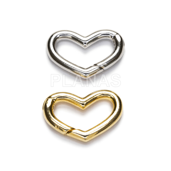 Rhodium-plated sterling silver clasp. 10x15mm. heart.