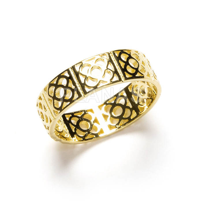 Gold plated sterling silver ring with 1 micron. panot.