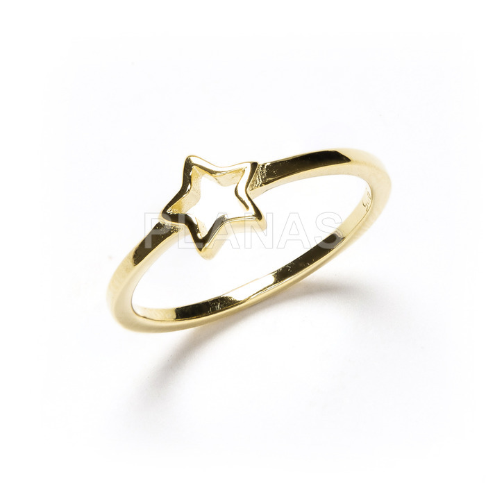 Gold plated sterling silver ring with 1 micron. star.