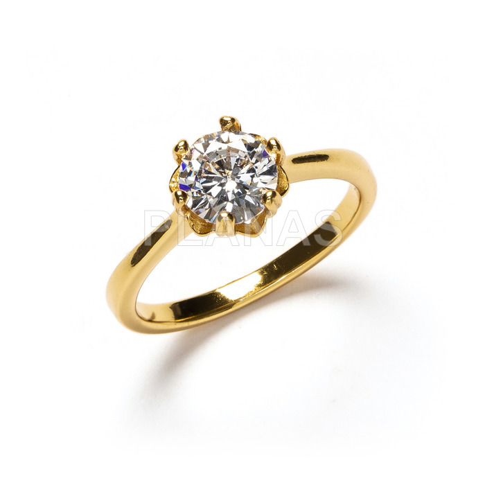 1 micron gold plated sterling silver solitaire with cubic zirconia.