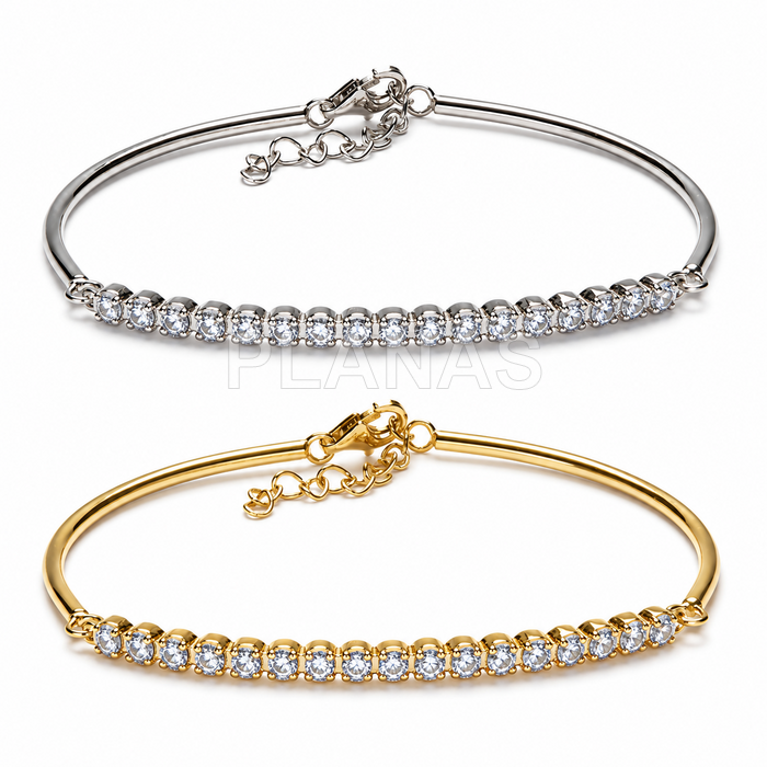 Pulsera en Plata de Ley Rodiada y Circonitas.RIVIERE.