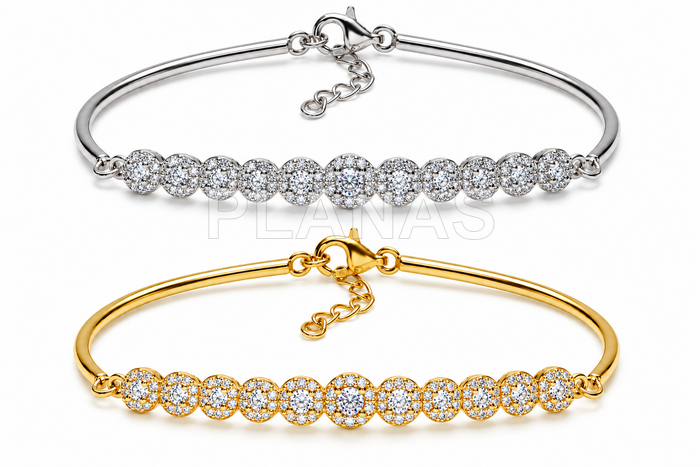 Pulsera en Plata de Ley Rodiada y Circonitas.RIVIERE.