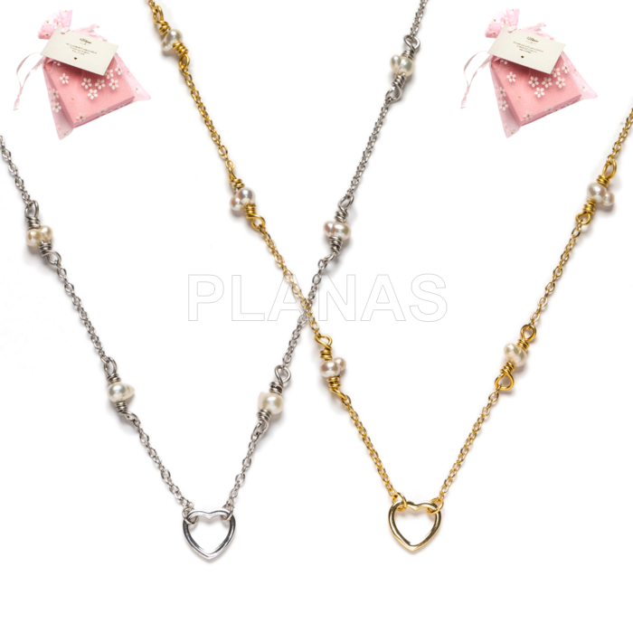 Collar en Plata de ley y Perlas Cultivadas.