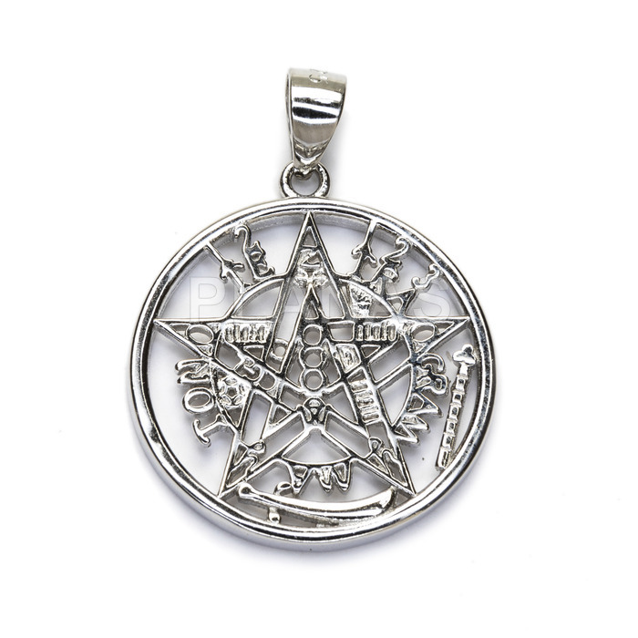 Rhodium plated sterling silver pendant.tetragramaton.