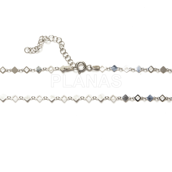 Rhodium plated sterling silver necklace. rombs.