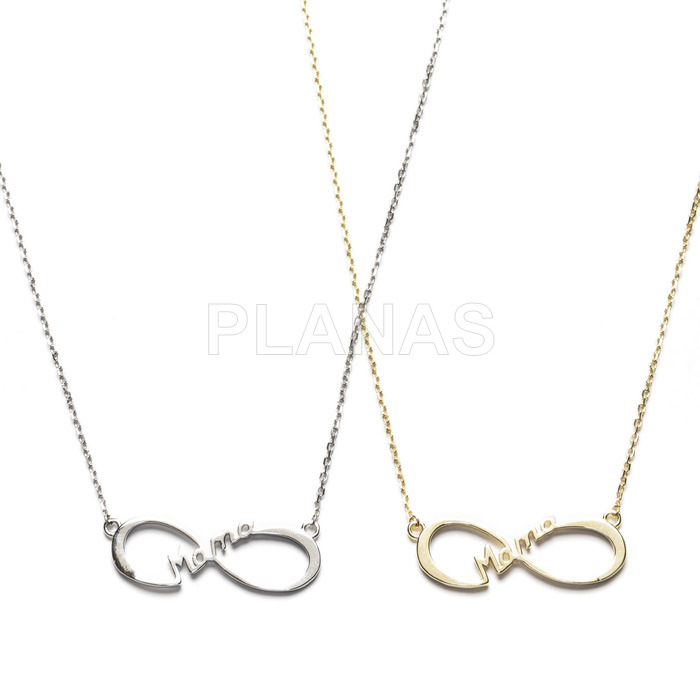 Necklace for mom in rhodium-plated sterling silver. infinite.