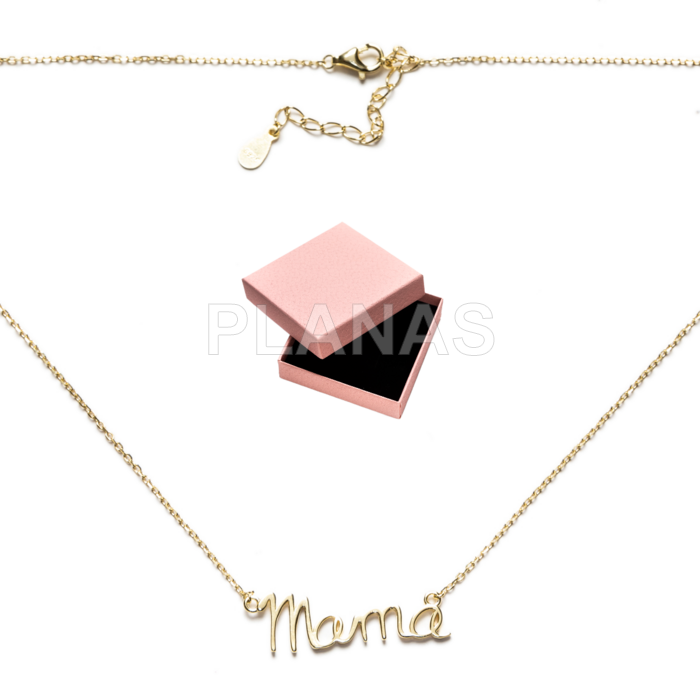 Collar para Mama en Plata de ley y Baño Oro.MAMA.
