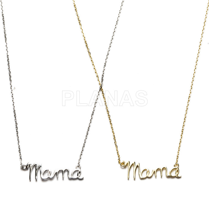 Necklace for mama in rhodium-plated sterling silver.mama.
