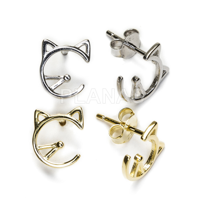 Rhodium-plated sterling silver earrings.cat.