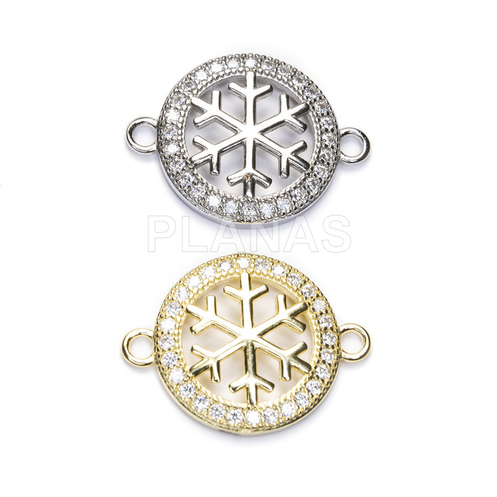 Entrepiece with zirconia and rhodium-plated sterling silver. snowflake.