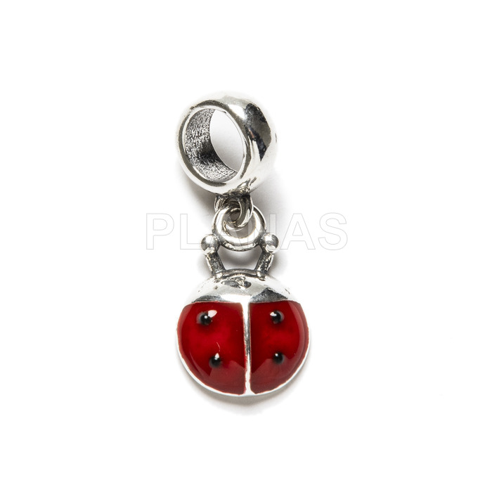 Charm in sterling silver, ladybird.
