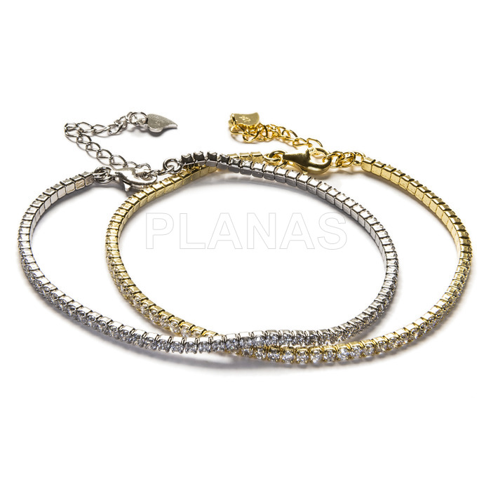 Rhodium plated sterling silver and zirconia bracelet.
