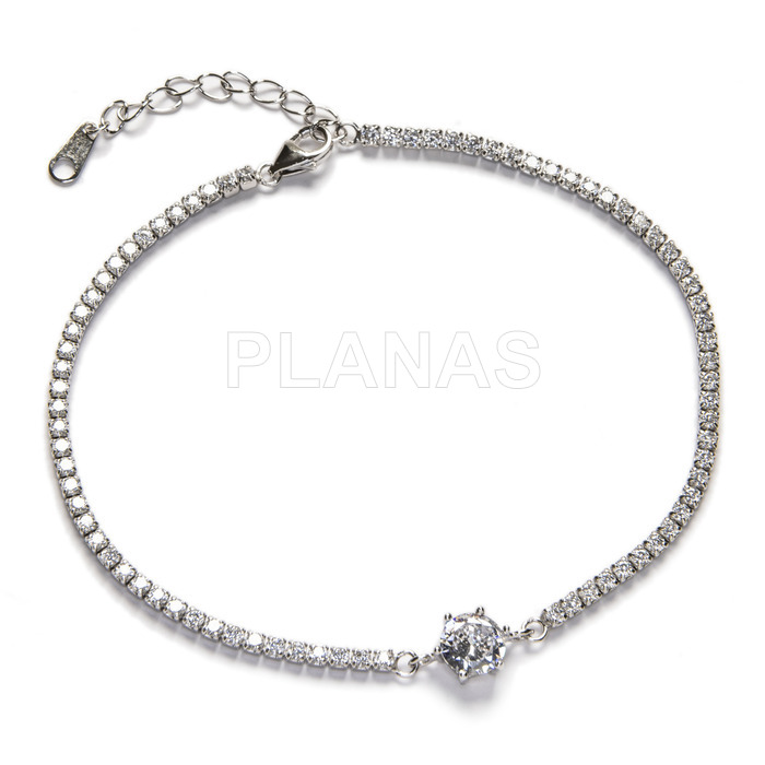 Rhodium plated sterling silver and white zirconia bracelet.