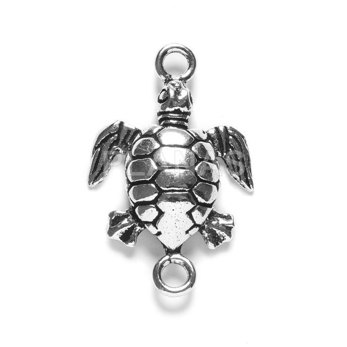 Spacer in sterling silver. turtle.