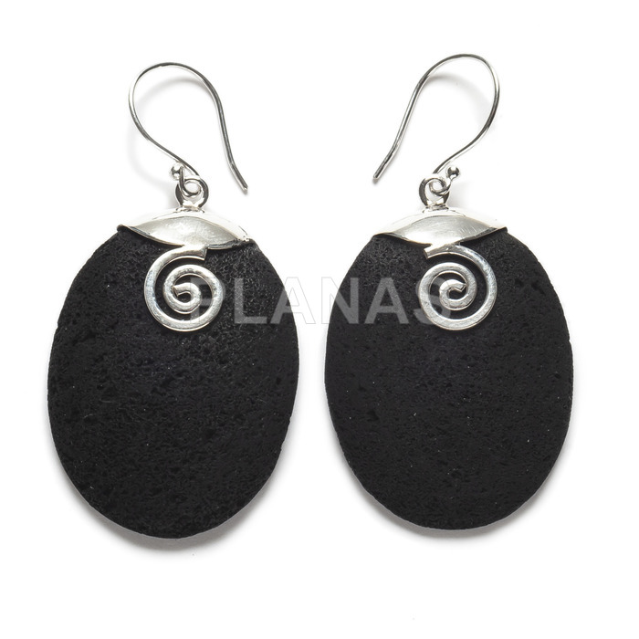 Sterling silver and volcanic lava earrings.