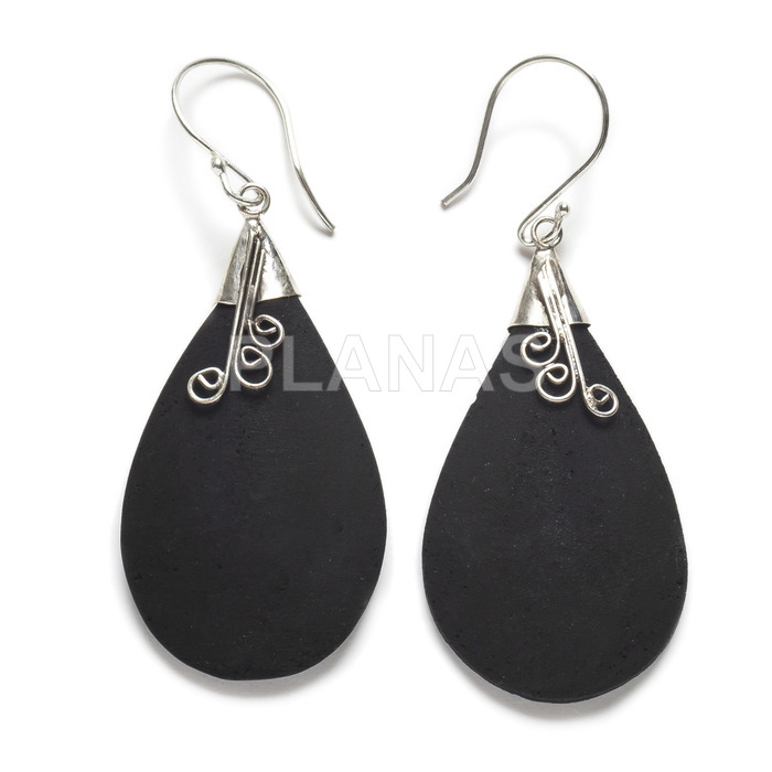 Sterling silver and volcanic lava earrings.
