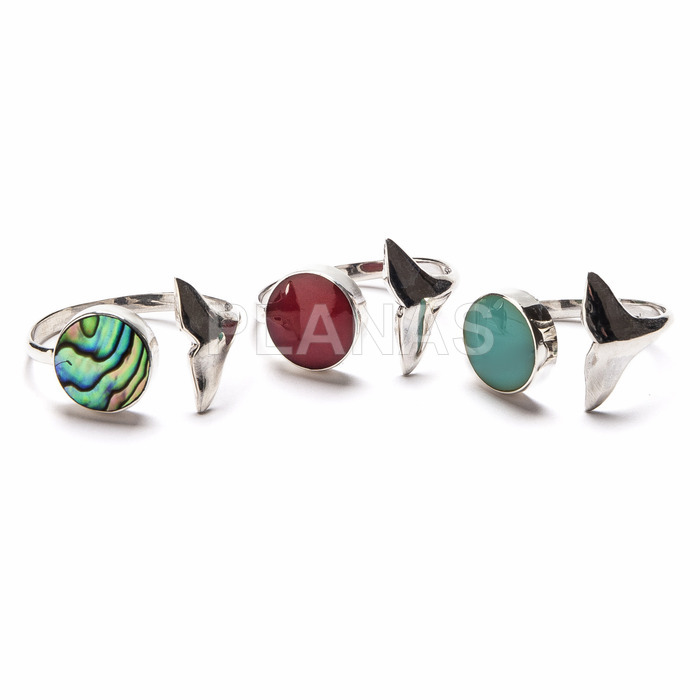 Adjustable sterling silver rings. whale tail.