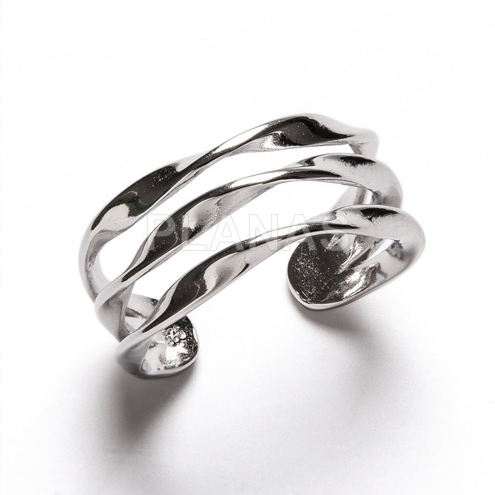 Rhodium-plated sterling silver ring.