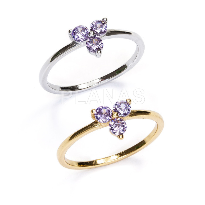 Ring in sterling silver and lilac zircons.