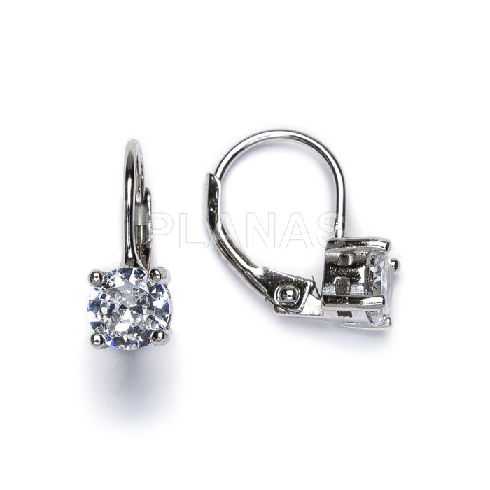 Rhodium-plated sterling silver and zirconia earrings.