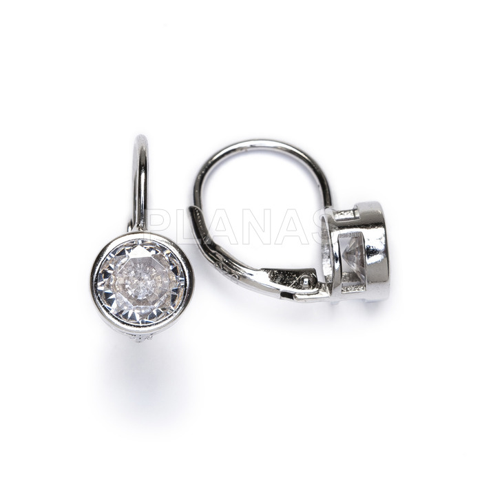 Rhodium-plated sterling silver and zirconia earrings.
