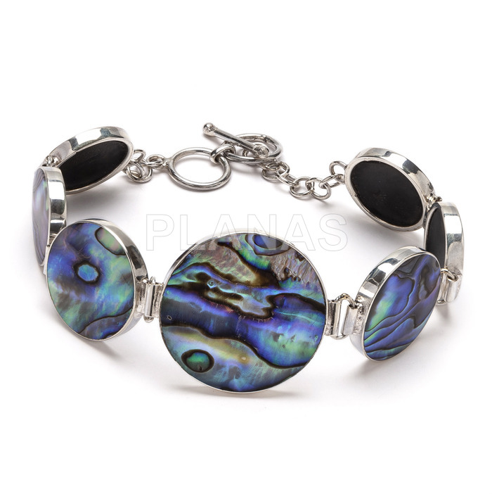 Balinese bracelet in sterling silver and abalone.