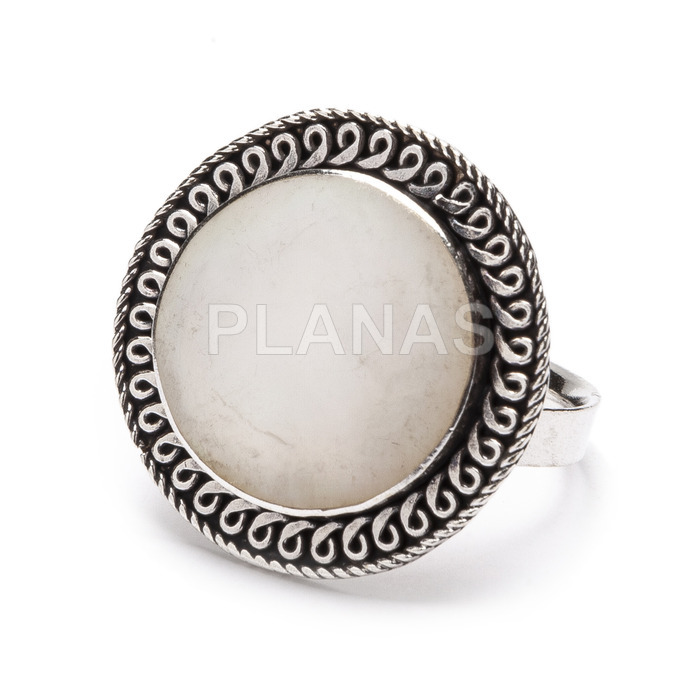 Anillo en Plata de Ley y Nacar.Talla única.