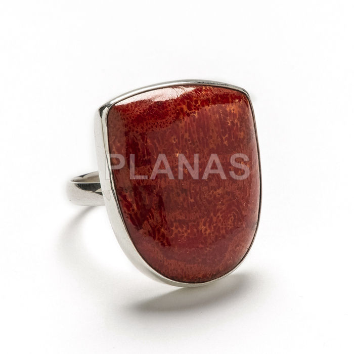 Anillos en Plata de Ley y Coral Natural.