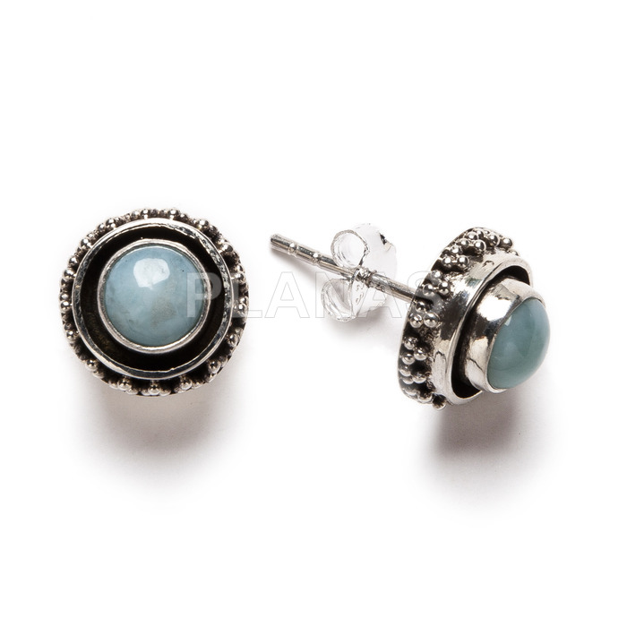 Earrings in sterling silver and natural stones.larimar.