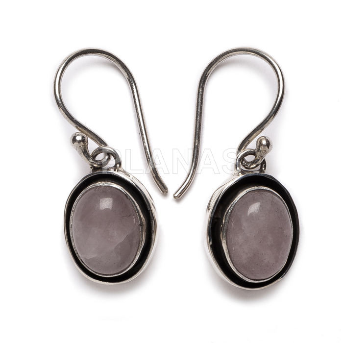 Earrings in sterling silver and natural stones. pink quartz.