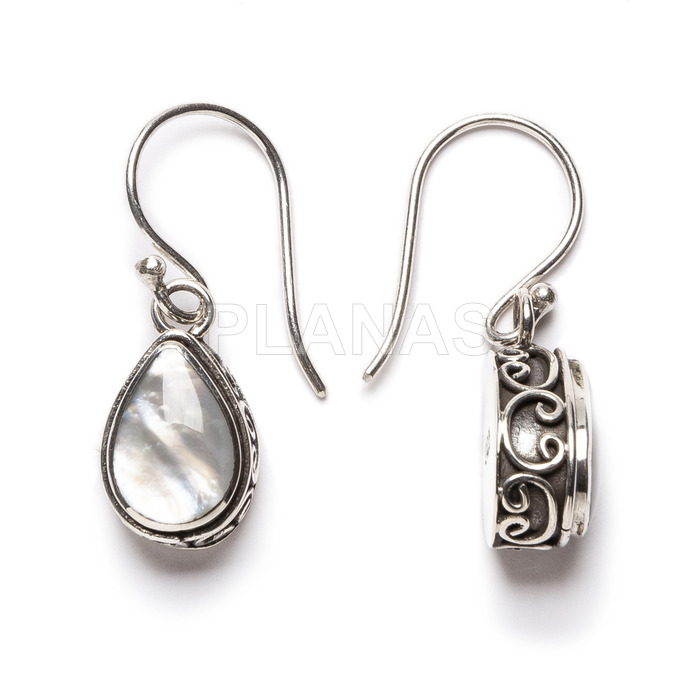 Earrings in sterling silver and natural stones. moon stone.